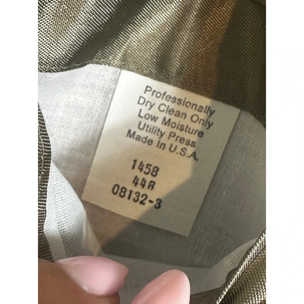 Stafford Blazer 44R Gray Brown Beige Worsted‎ Wool Gold Button Sport Coat Crest